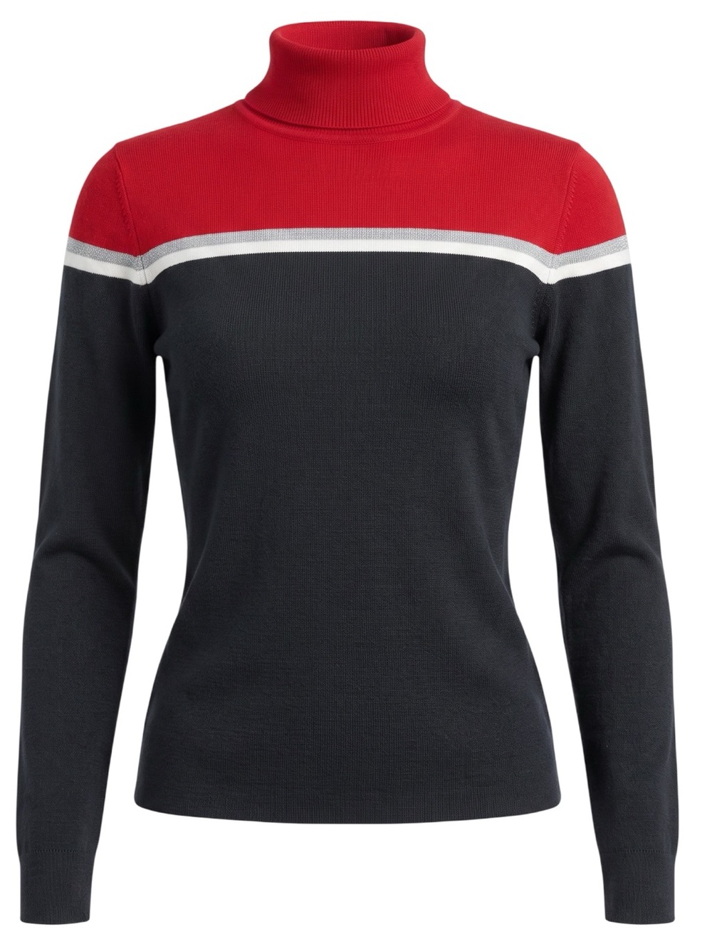 Vintage Eddie Bauer Red Black White Stripe Knit Turtleneck Sweater Women's Small